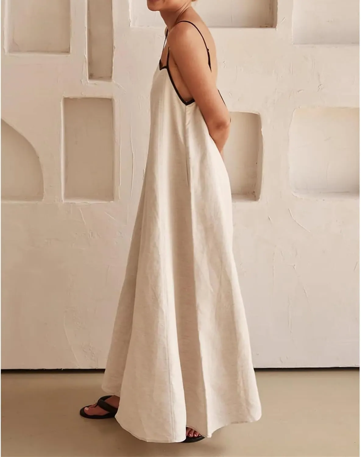 Summer Spaghetti Strap Maxi Dresses for Women 2025 Sleeveless Backless Flowy Long Dresses Casual Party Beach Dress