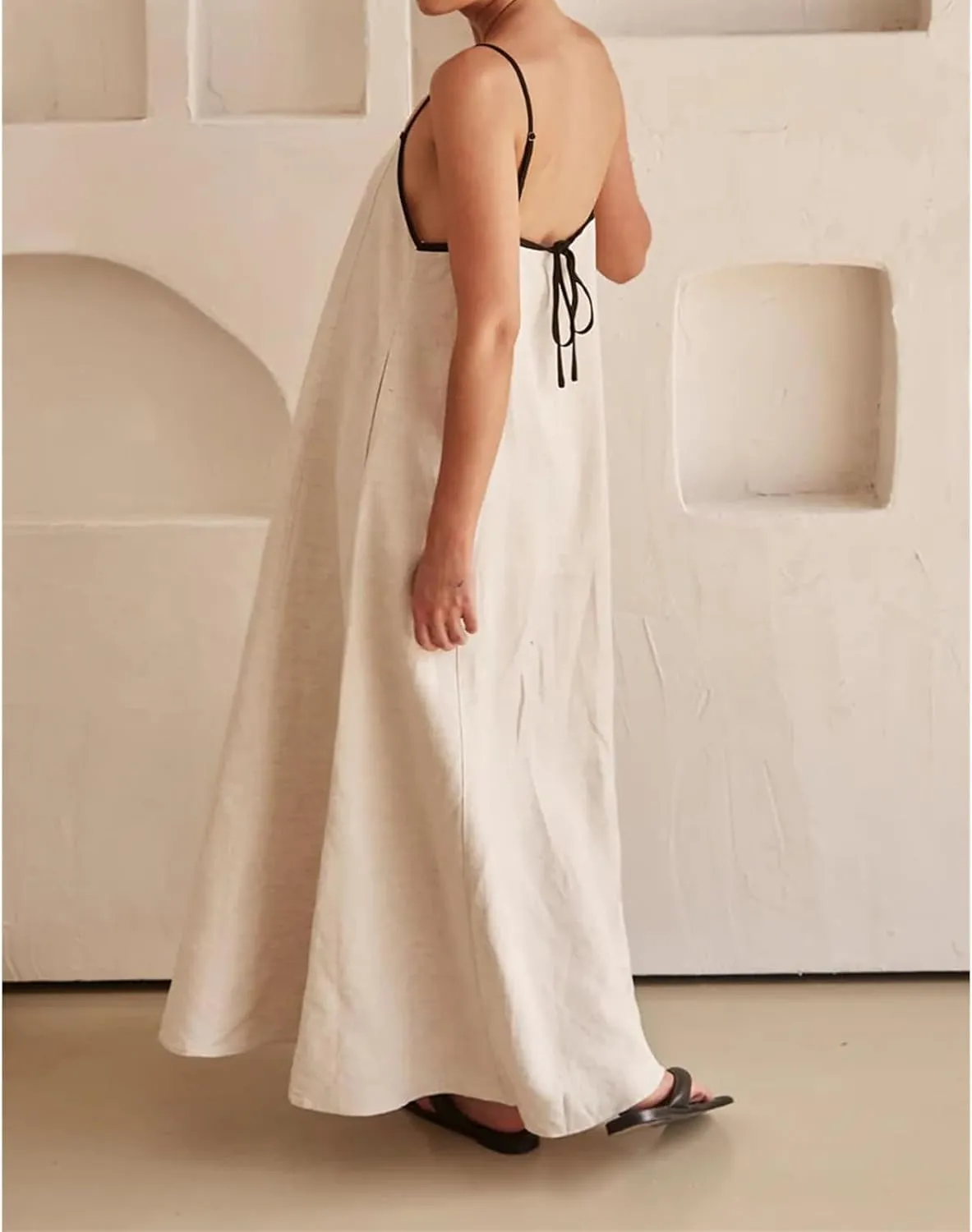 Summer Spaghetti Strap Maxi Dresses for Women 2025 Sleeveless Backless Flowy Long Dresses Casual Party Beach Dress
