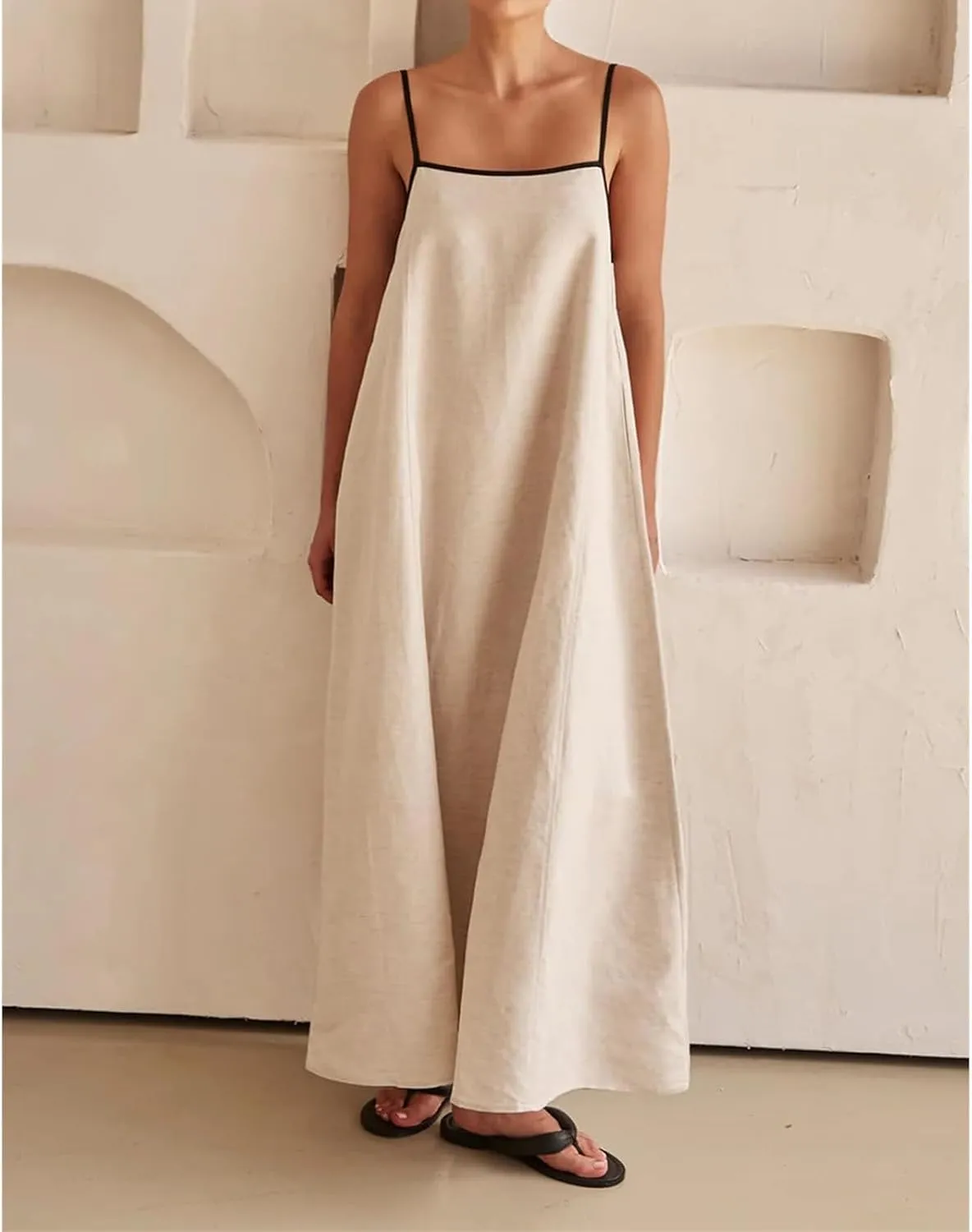 Summer Spaghetti Strap Maxi Dresses for Women 2025 Sleeveless Backless Flowy Long Dresses Casual Party Beach Dress