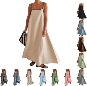 Summer Spaghetti Strap Maxi Dresses for Women 2025 Sleeveless Backless Flowy Long Dresses Casual Party Beach Dress