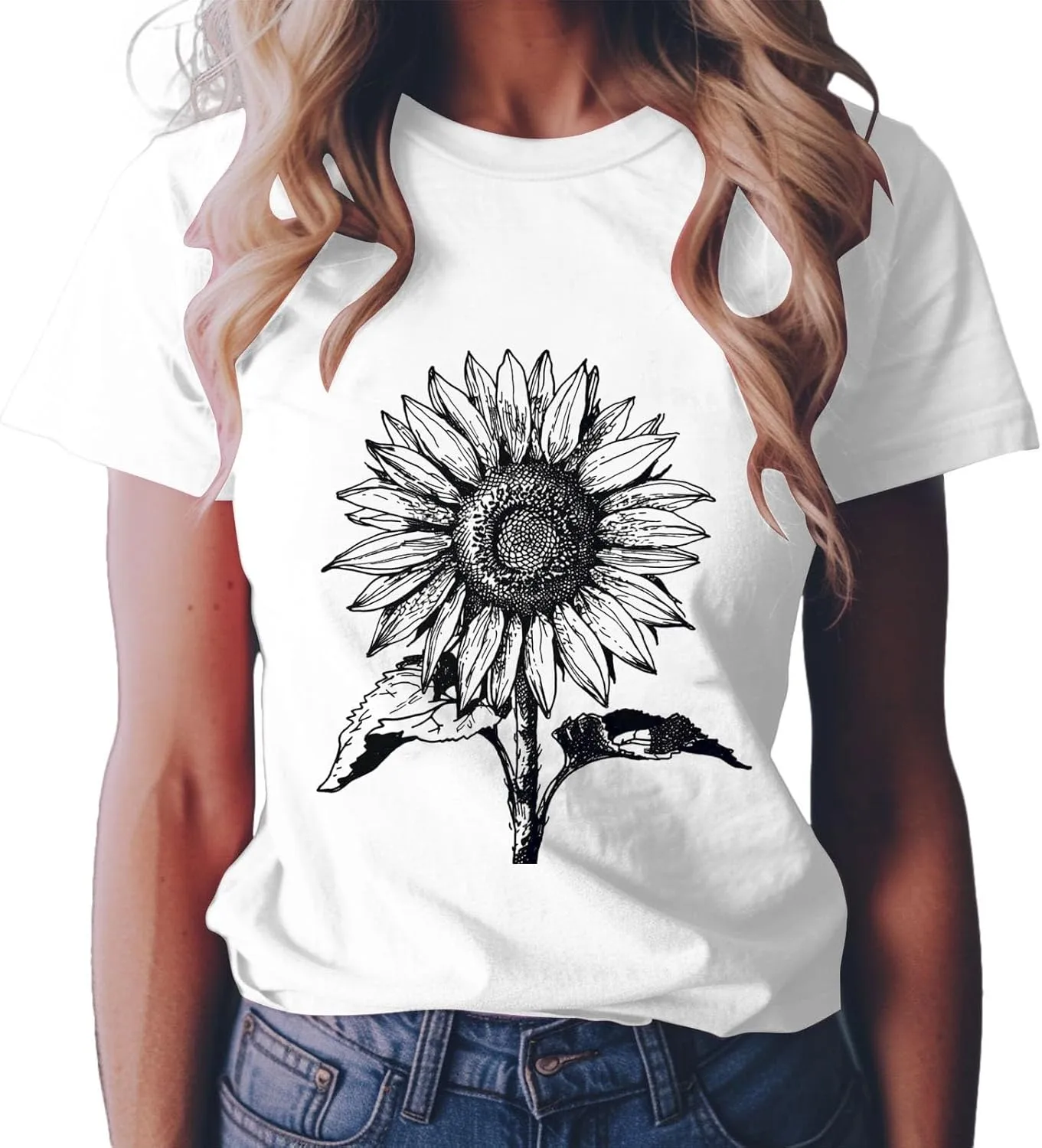 Summer Tops for Women 2025 Crew Neck Short Sleeve T Shirt Dressy Casual Blouse Printed Loose Trendy Outfit