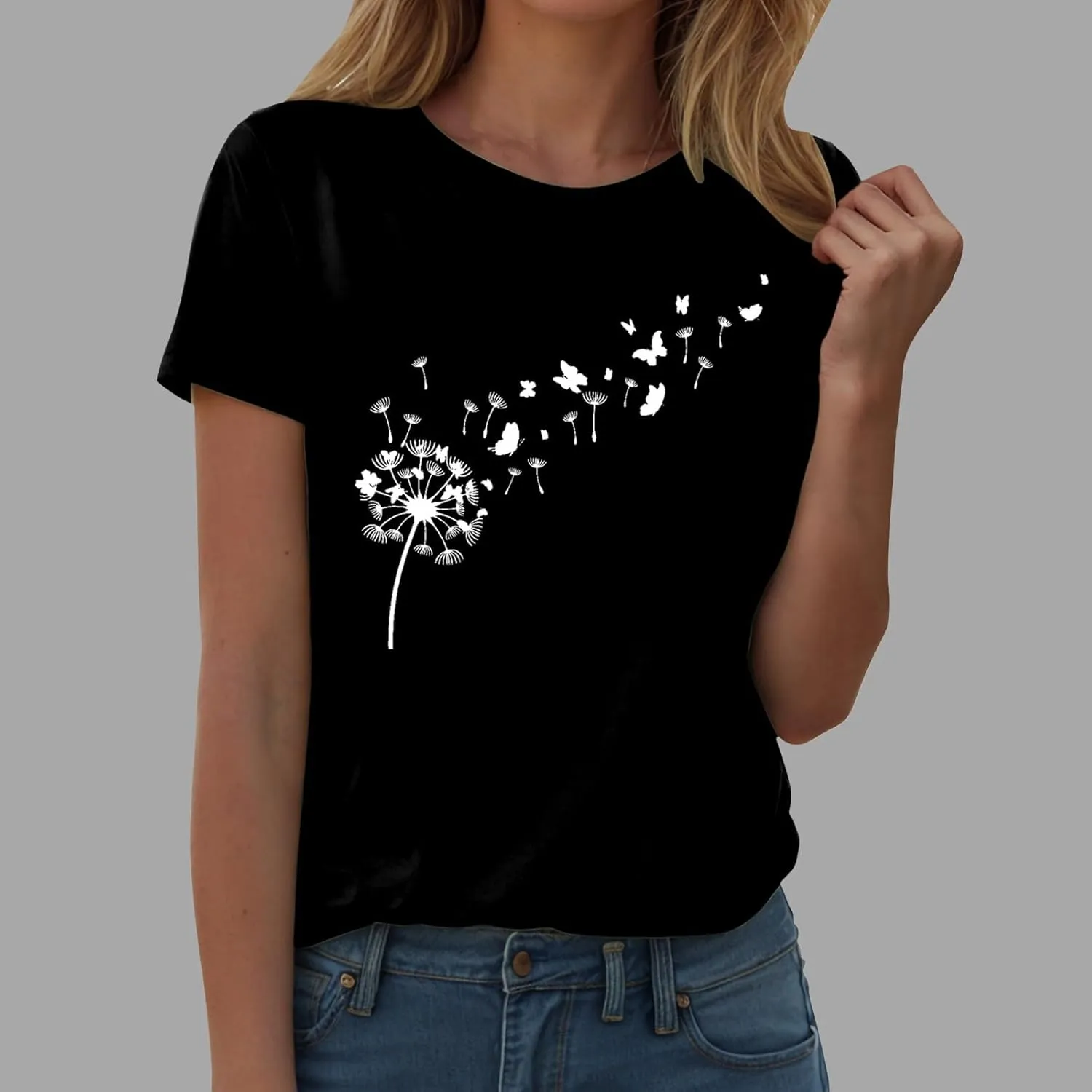 Summer Tops for Women 2025 Dressy Trendy Crew Neck Short Sleeve Tshirt Casual Loose Fit Basic Tees Ladies Tops
