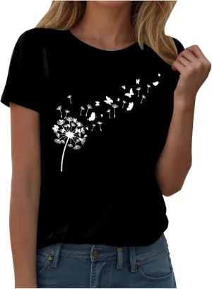 Summer Tops for Women 2025 Dressy Trendy Crew Neck Short Sleeve Tshirt Casual Loose Fit Basic Tees Ladies Tops