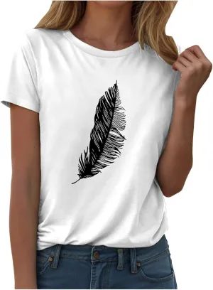 Summer Tops for Women 2025 Dressy Trendy Crew Neck Short Sleeve Tshirt Casual Loose Fit Basic Tees Ladies Tops