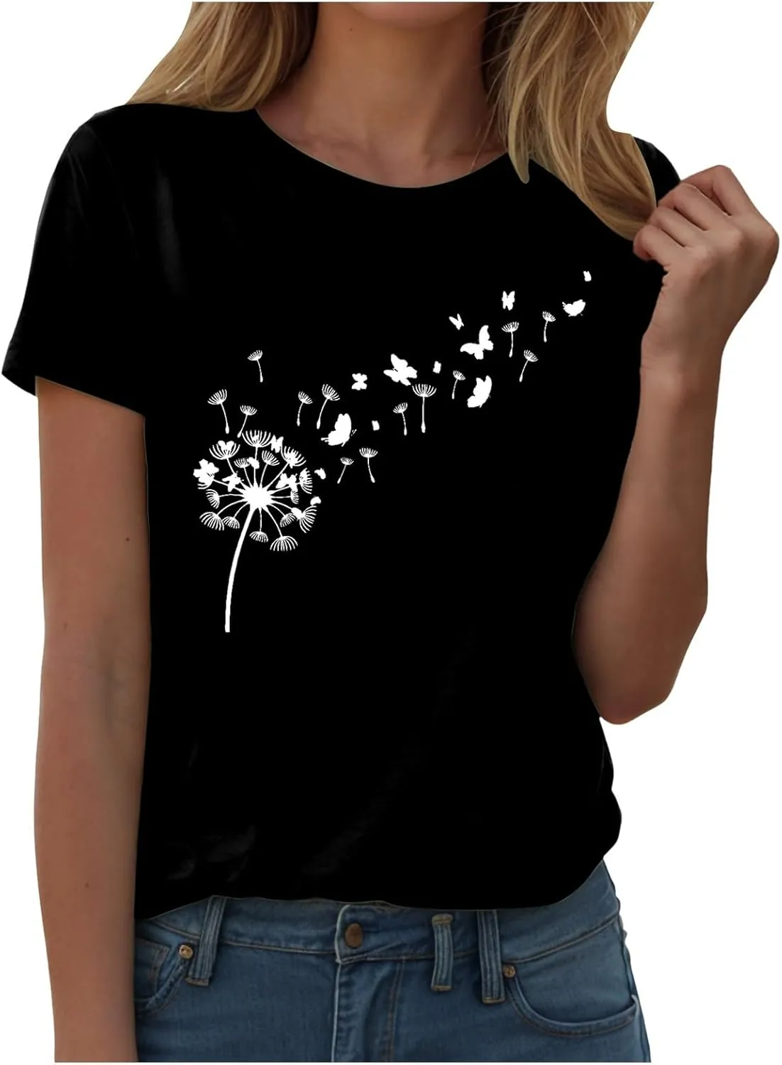 Summer Tops for Women 2025 Dressy Trendy Crew Neck Short Sleeve Tshirt Casual Loose Fit Basic Tees Ladies Tops
