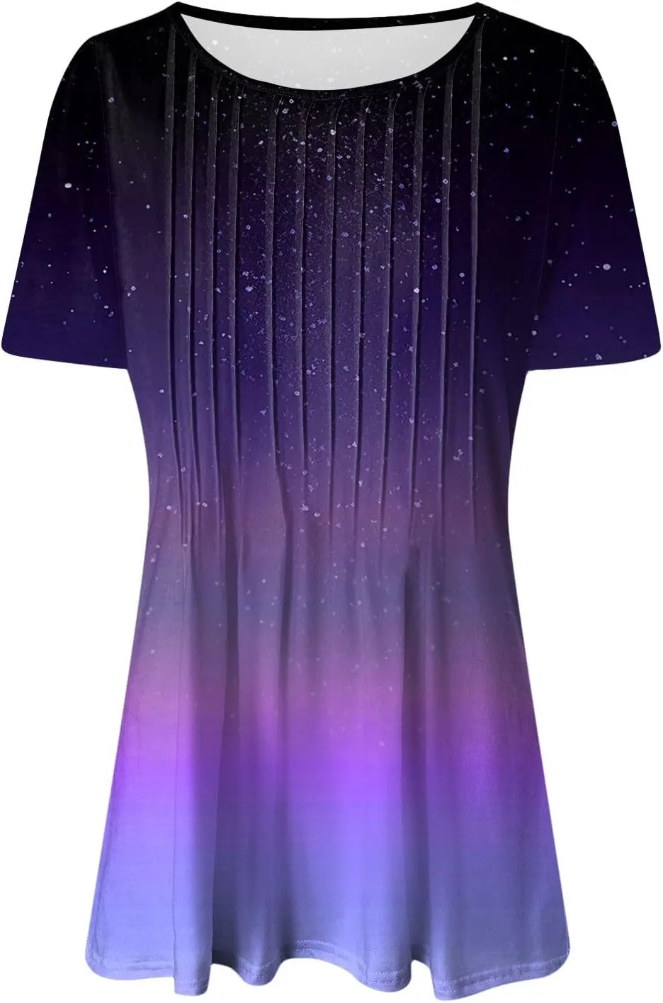 Summer Tops for Women 2025 Short Sleeve Pleated Dressy Casual Crewneck Summer Tops Print Blouses Fashion