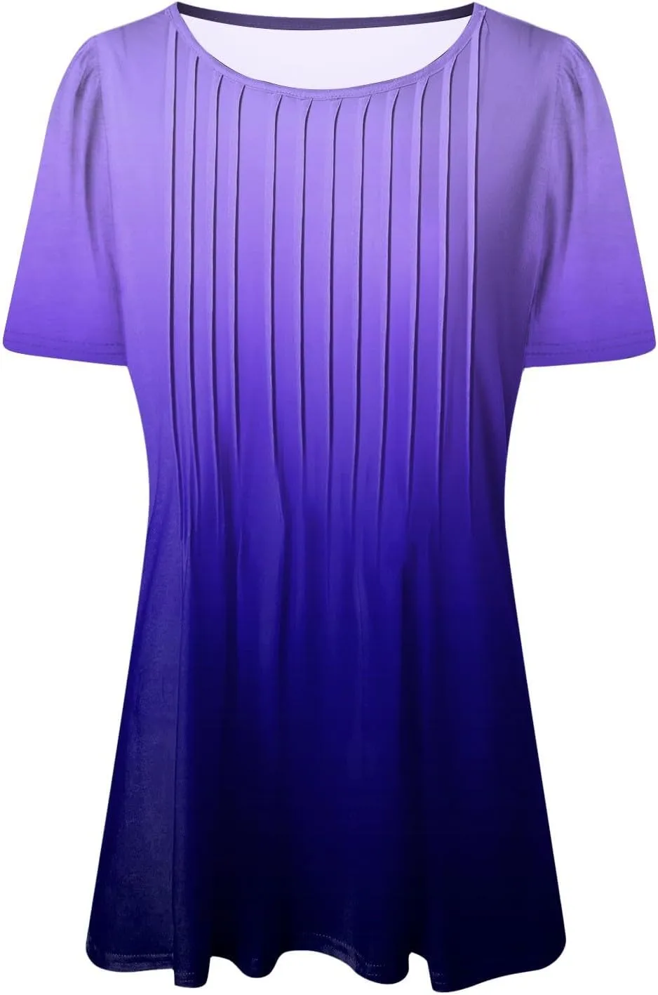 Summer Tops for Women 2025 Short Sleeve Pleated Dressy Casual Crewneck Summer Tops Print Blouses Fashion