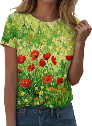 Summer Tops for Women 2025 Trendy Dressy Funny Cute Tshirt Short Sleeve Tunic Crewneck Blouses Vacation