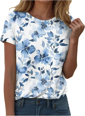 Summer Tops for Women 2025 Trendy Dressy Funny Cute Tshirt Short Sleeve Tunic Crewneck Blouses Vacation