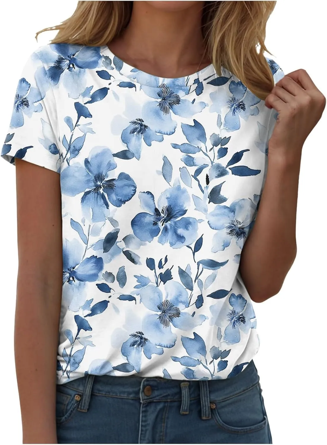 Summer Tops for Women 2025 Trendy Dressy Funny Cute Tshirt Short Sleeve Tunic Crewneck Blouses Vacation