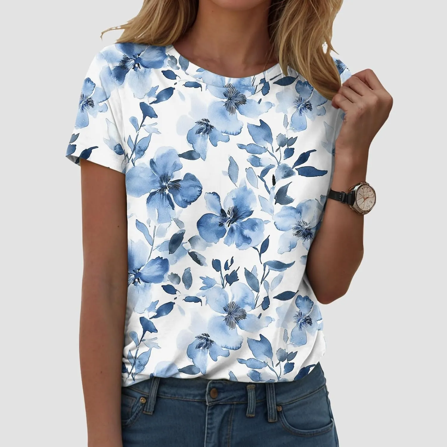 Summer Tops for Women 2025 Trendy Dressy Funny Cute Tshirt Short Sleeve Tunic Crewneck Blouses Vacation