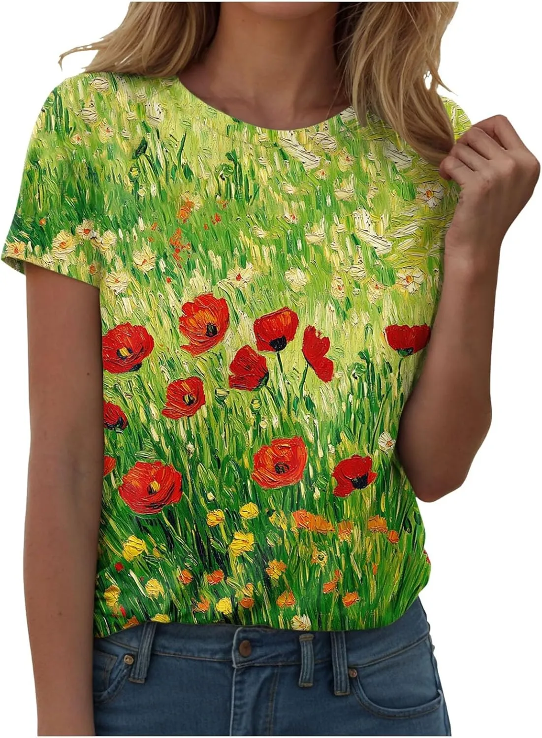Summer Tops for Women 2025 Trendy Dressy Funny Cute Tshirt Short Sleeve Tunic Crewneck Blouses Vacation