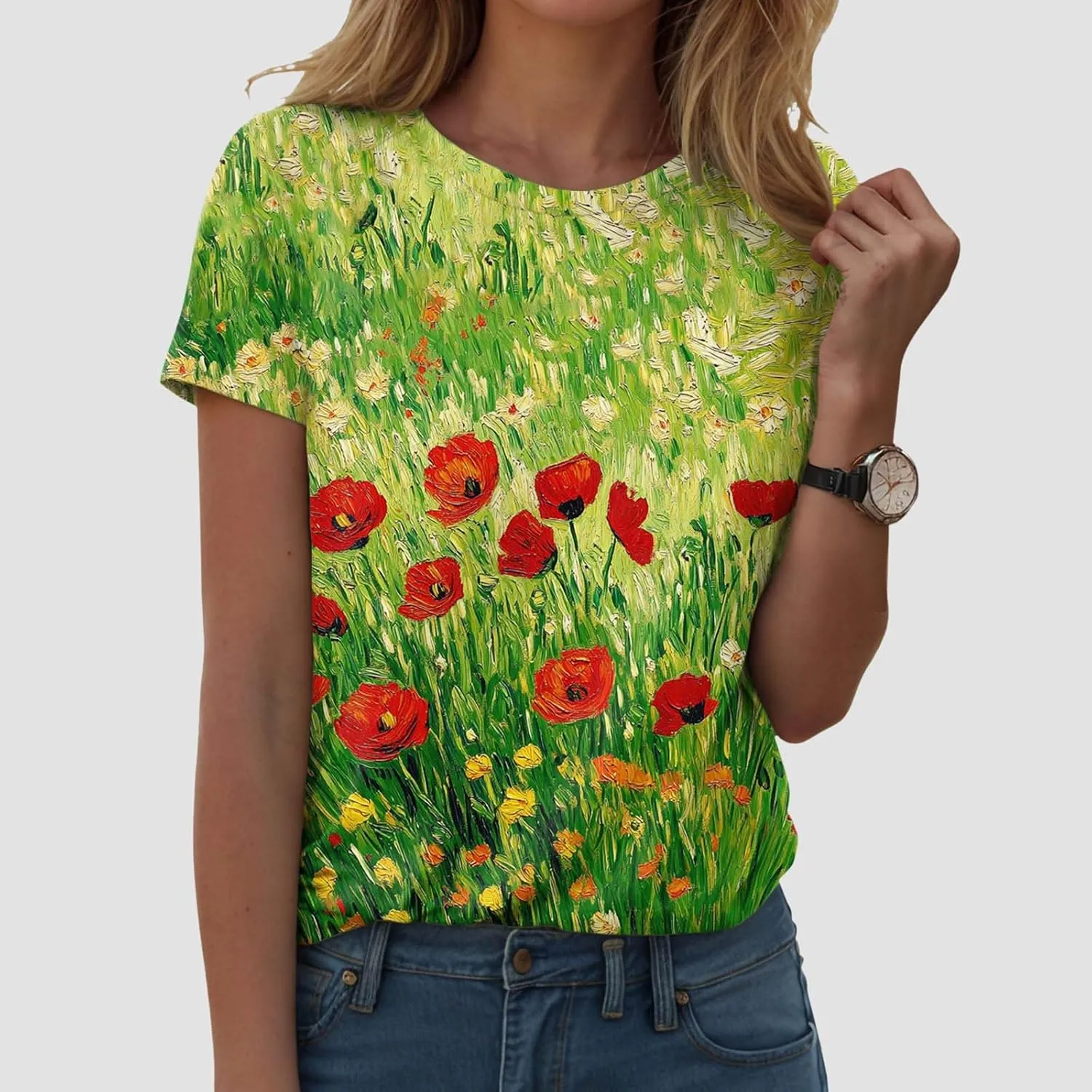 Summer Tops for Women 2025 Trendy Dressy Funny Cute Tshirt Short Sleeve Tunic Crewneck Blouses Vacation