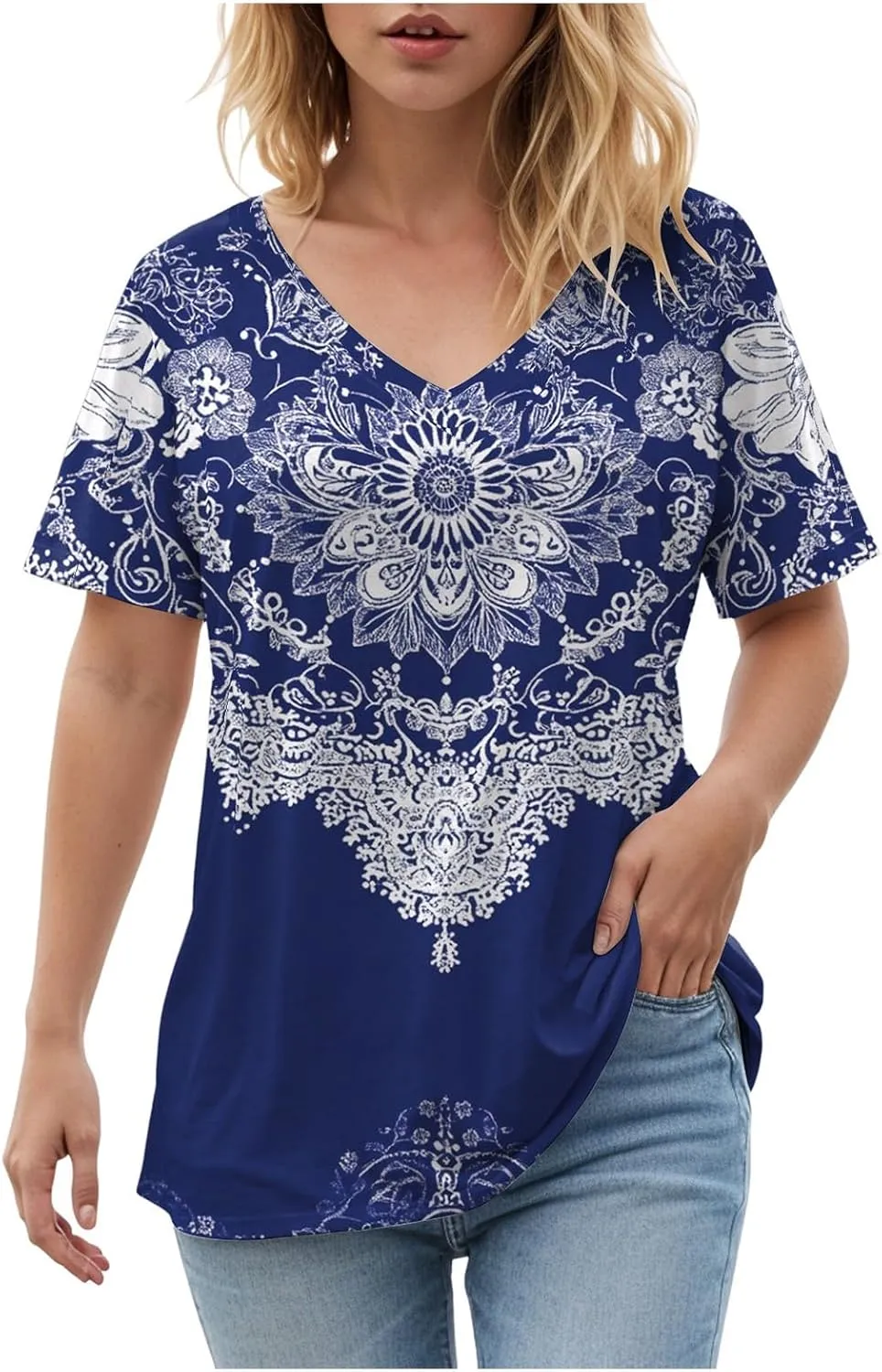 Summer Tops for Women 2025 Trendy Dressy T Shirts Short Sleeve Summer Shirts Cute V Neck Casual Blouses