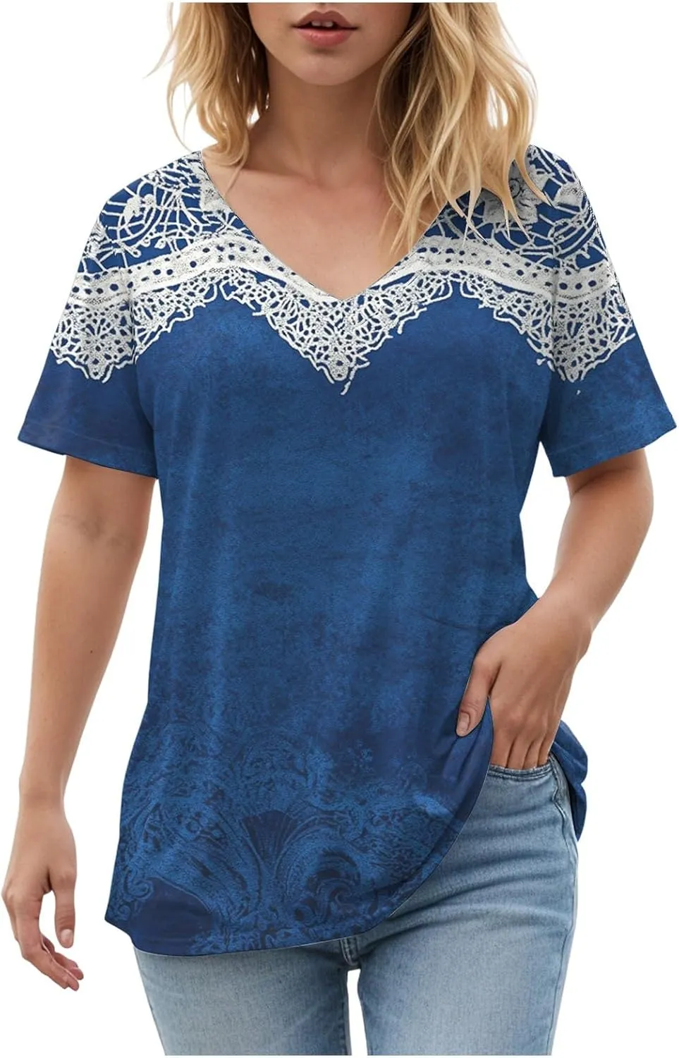 Summer Tops for Women 2025 Trendy Dressy T Shirts Short Sleeve Summer Shirts Cute V Neck Casual Blouses