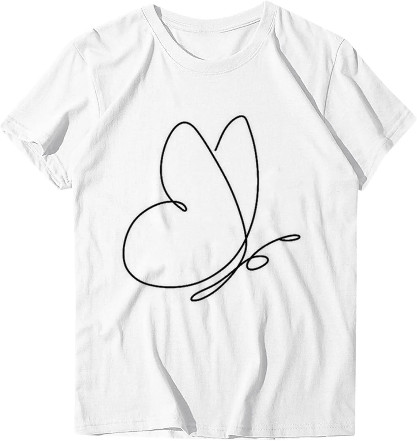Summer Tops for Women 2025 Trendy Short Sleeve Blouses Round Neck Printed Pullover Casual Plus Size T Shirts