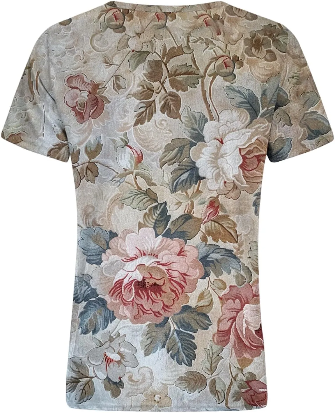 Summer Tops for Women 2025 Trendy Short Sleeve Boho Shirts Retro Floral Plus Size Casual Crewneck Tshirt