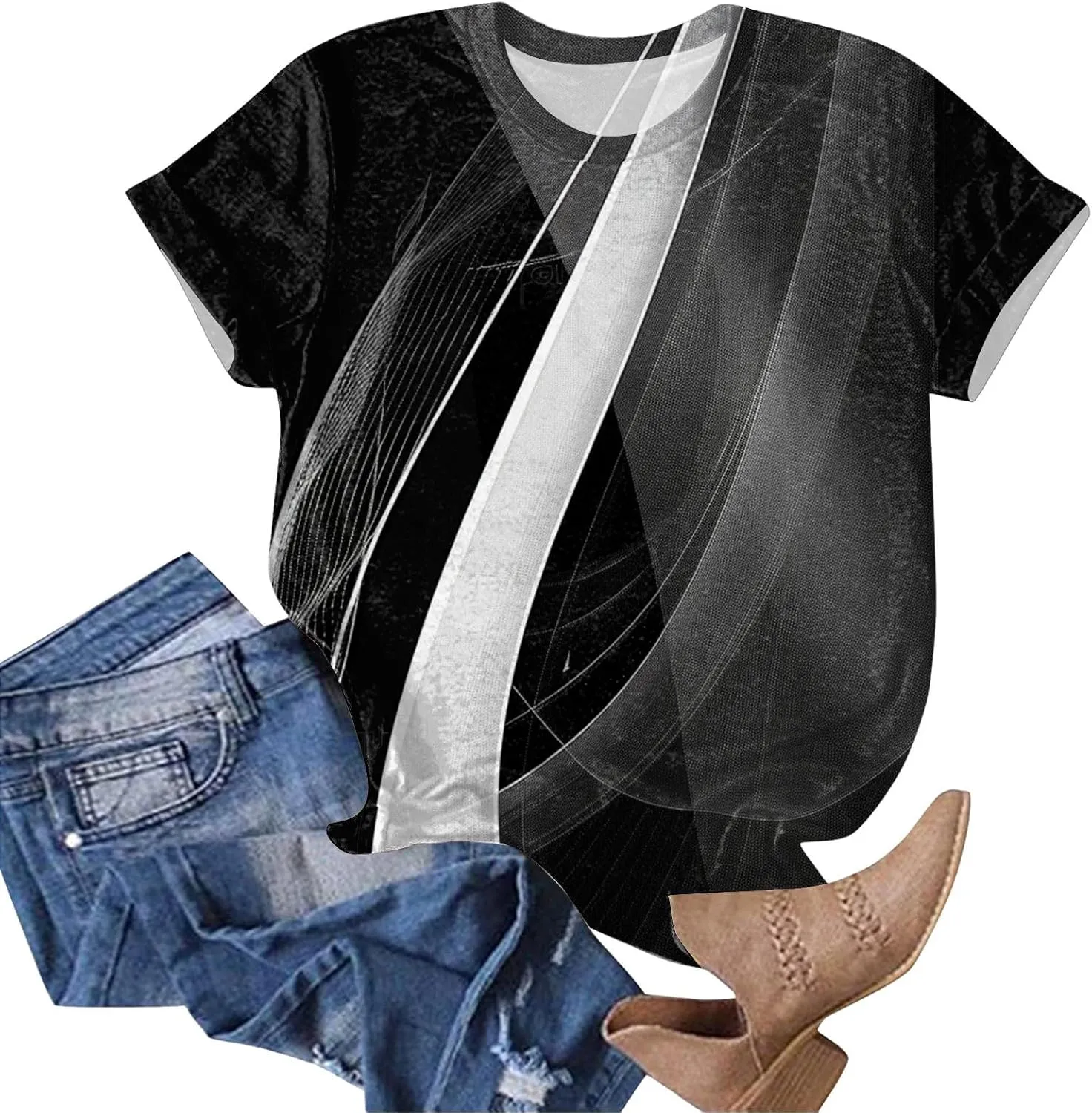 Summer Tops for Women 2025 Trendy Short Sleeve Crew Neck Tee Shirts Dressy Casual Blouses Beach Vacation