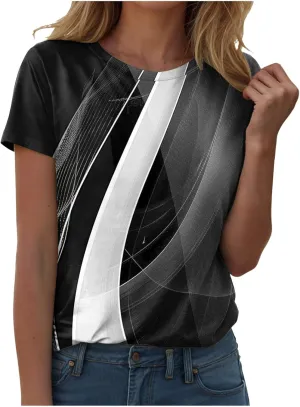Summer Tops for Women 2025 Trendy Short Sleeve Crew Neck Tee Shirts Dressy Casual Blouses Beach Vacation