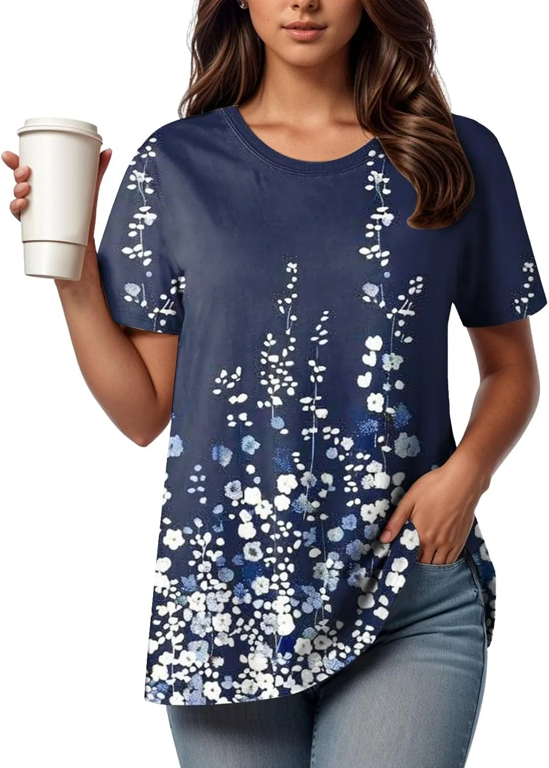 Summer Tops for Women 2025 Trendy Short Sleeve Crew Neck Tee Shirts Dressy Casual Blouses Beach Vacation