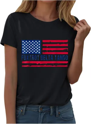 Summer Tops for Women 2025 Trendy Short Sleeve Tshirt Crew Neck Floral Print Causal Blouses Ladies Tops