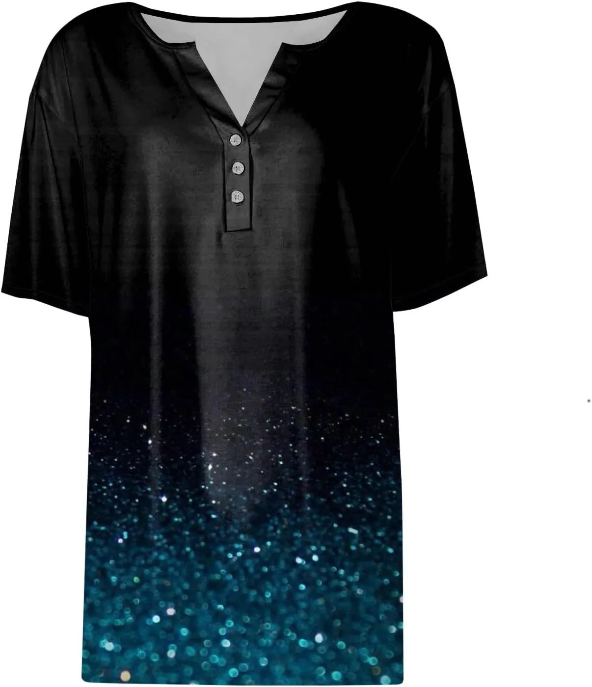 Summer Tops for Women 2025 Trendy Vacation Short Sleeve Button V Neck T Shirt Boho Casual Fashion Spring Clothes