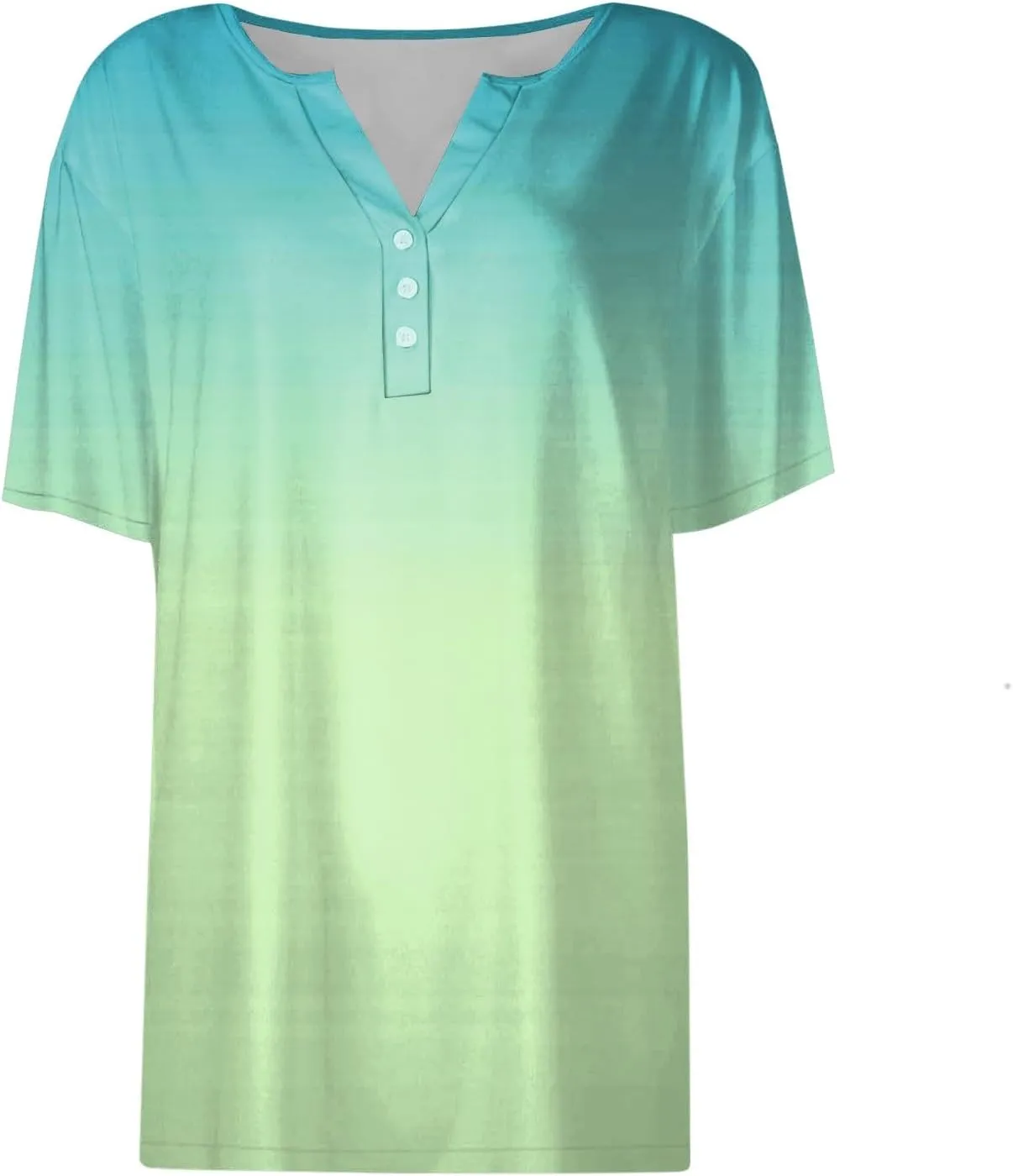 Summer Tops for Women 2025 Trendy Vacation Short Sleeve Button Vneck Shirt Loose Fitted Boho Graphic Tee Fashion