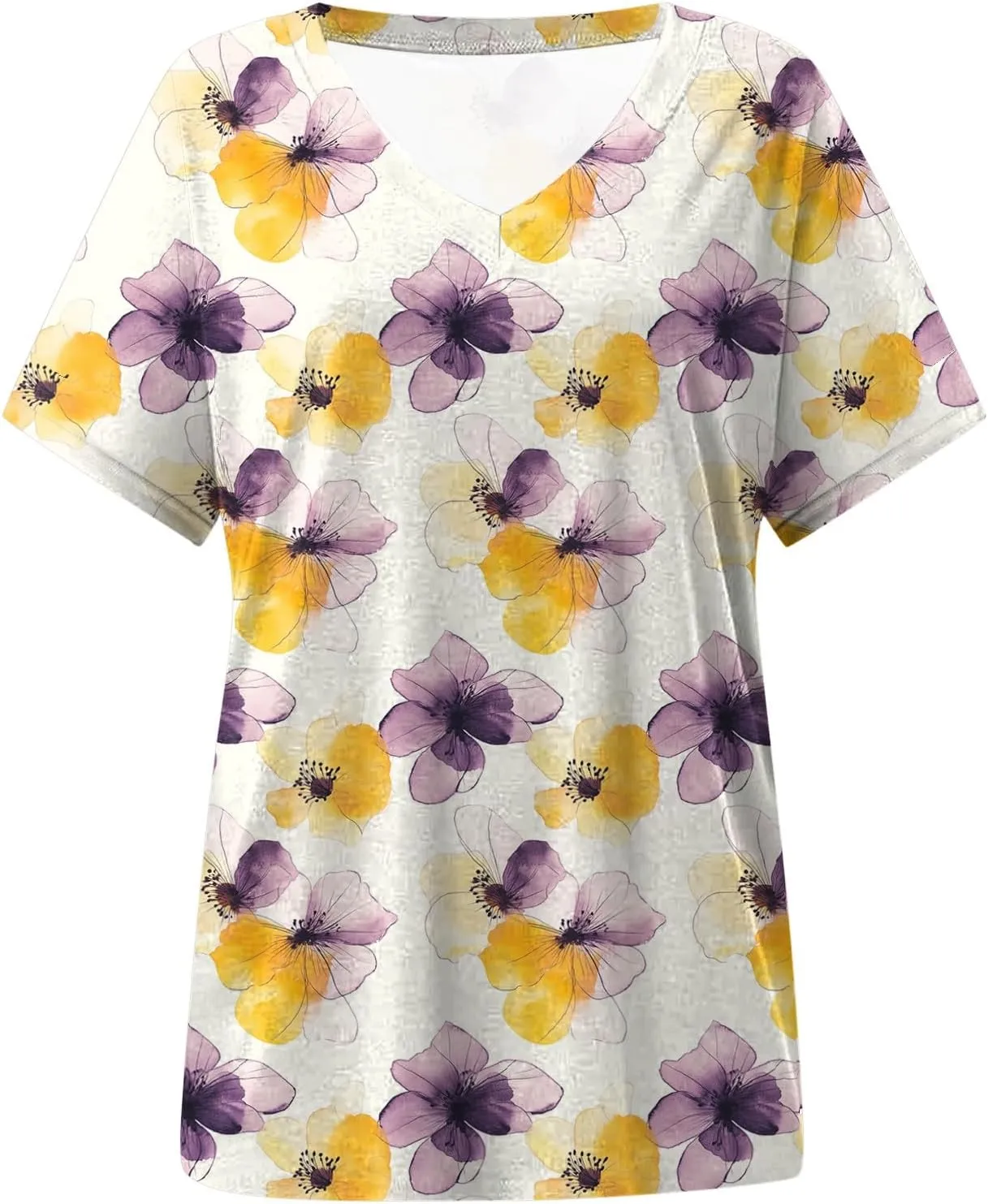 Summer Tops for Women 2025 V Neck Short Sleeve Shirts Trendy Dressy Casual Vacation Outfits Printed Shirts