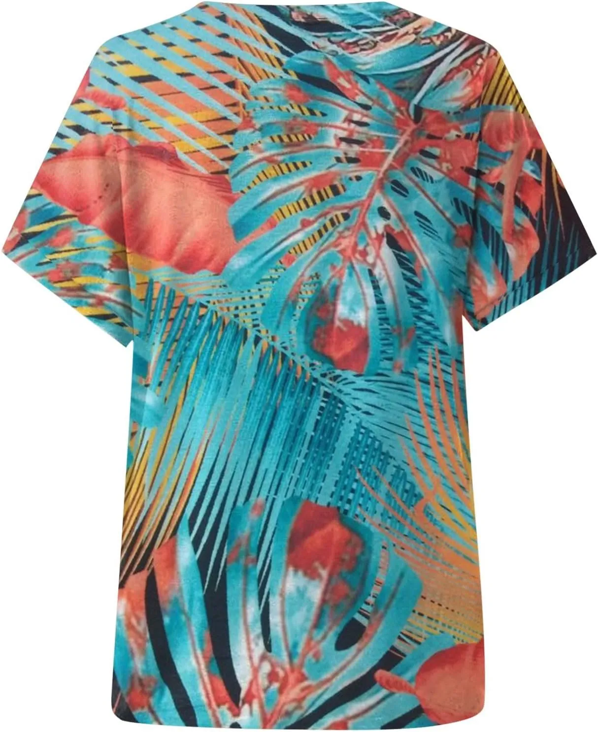 Summer Tops for Women 2025 V Neck Short Sleeve Shirts Trendy Dressy Casual Vacation Outfits Printed Shirts