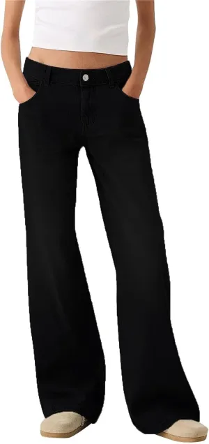 Sweatpants Jeans for Women Boyfriend High Waited Denim Pants Baggy Wide Leg Jeans Loose Fit Denim Pant with Pocket