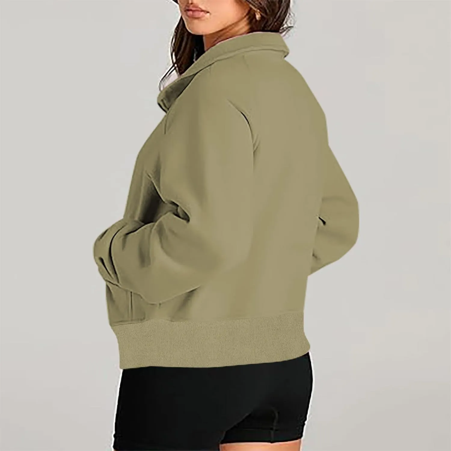Sweatshirt For Women Half Zip Cropped Pullover With Thumb Hole Fleece Quarter Zipper Hoodies Oversized Sweatshirts