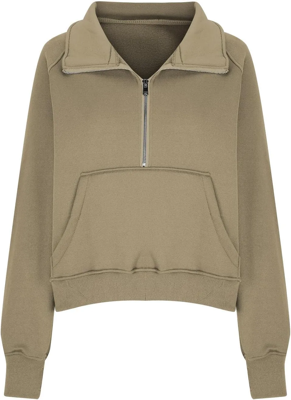 Sweatshirt For Women Half Zip Cropped Pullover With Thumb Hole Fleece Quarter Zipper Hoodies Oversized Sweatshirts