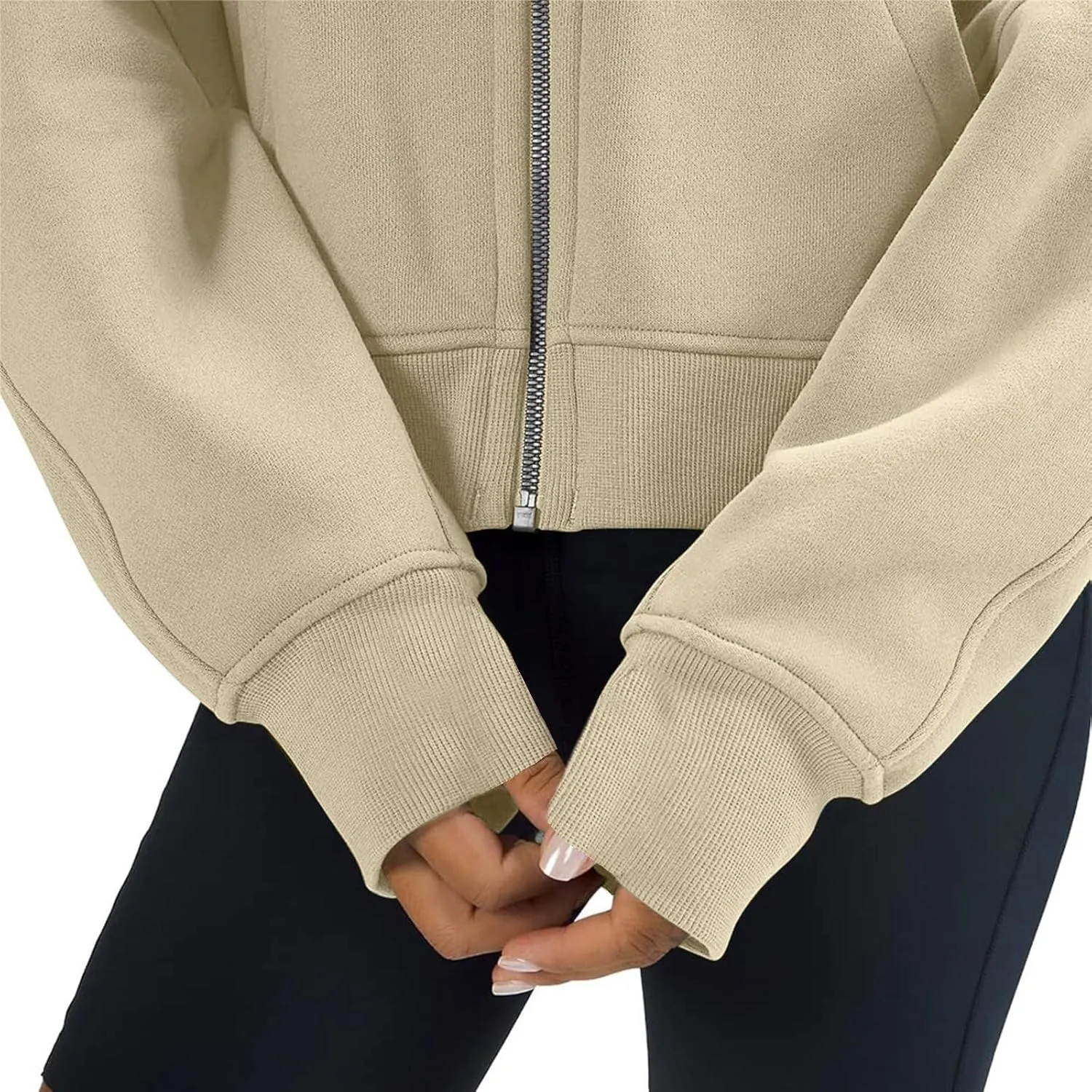 Sweatshirt For Women,Full Zip Up Cropped Hoodies With Pockets Zipper Fleece Jackets Casual Soft Oversized Sweatshirt