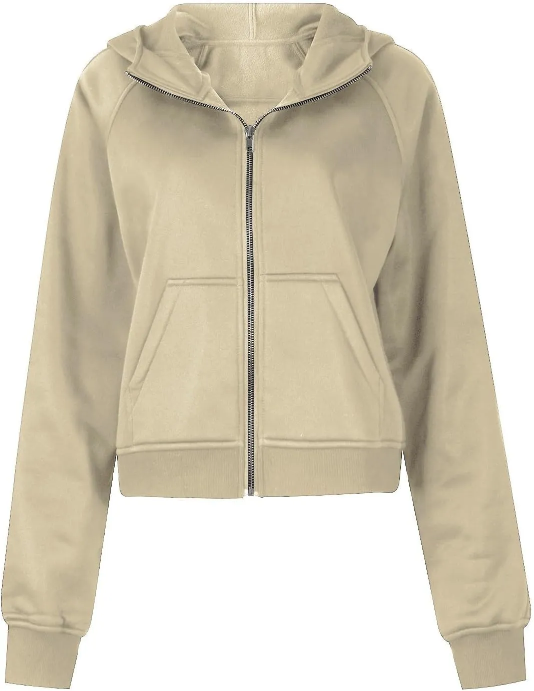 Sweatshirt For Women,Full Zip Up Cropped Hoodies With Pockets Zipper Fleece Jackets Casual Soft Oversized Sweatshirt