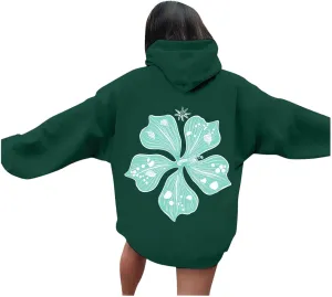 Sweatshirt Womens Pink Palm Puff Hoodie Girls Hoodie Cute Print Long Sleeve Graphic Women's Oversized Sweatshirt