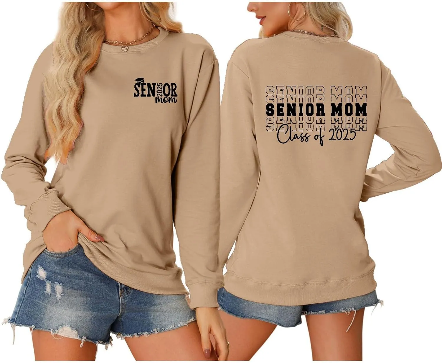 Sweatshirts for Women Back to School Fashion Letter Printed Crewneck Long Sleeve Pullover Tunics Causal Loose Hoodies