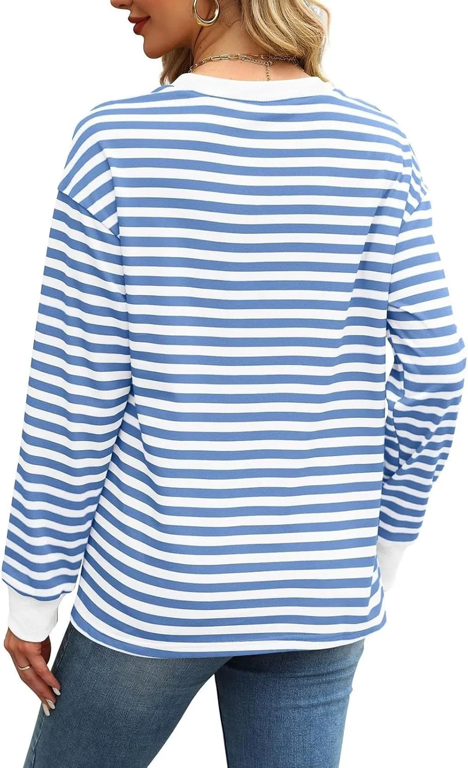 Sweatshirts for Women Casual Striped Color Block Regular Fit Long Sleeve Round Neck Tunics Fall Outdoor Exercise Tops