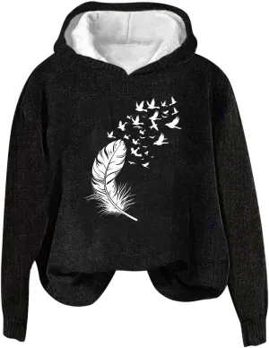 Sweatshirts for Women Trendy Oversized Thicken Fleece Hoodies Casual Warm Long Sleeve Tops Winter Coats