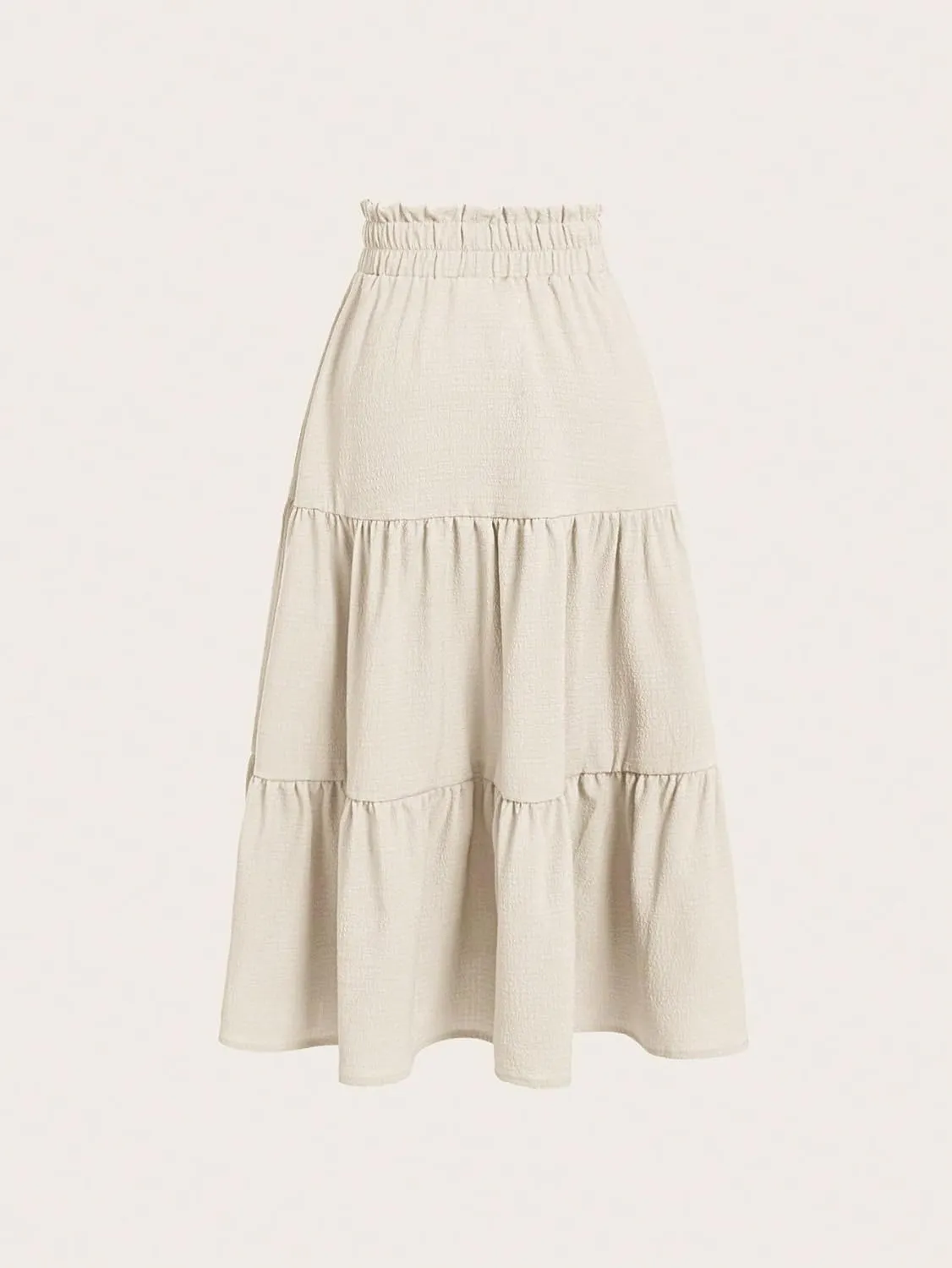SweatyRocks Girl's Casual Solid Drawstring Waist Ruffle Hem Midi Skirt A Line Skirts
