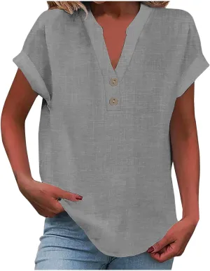 T Shirts for Women Fashion Sexy V Neck Tops Trendy Casual Short Sleeve Solid Tees Ladies Summer Loose Comfy Blouses