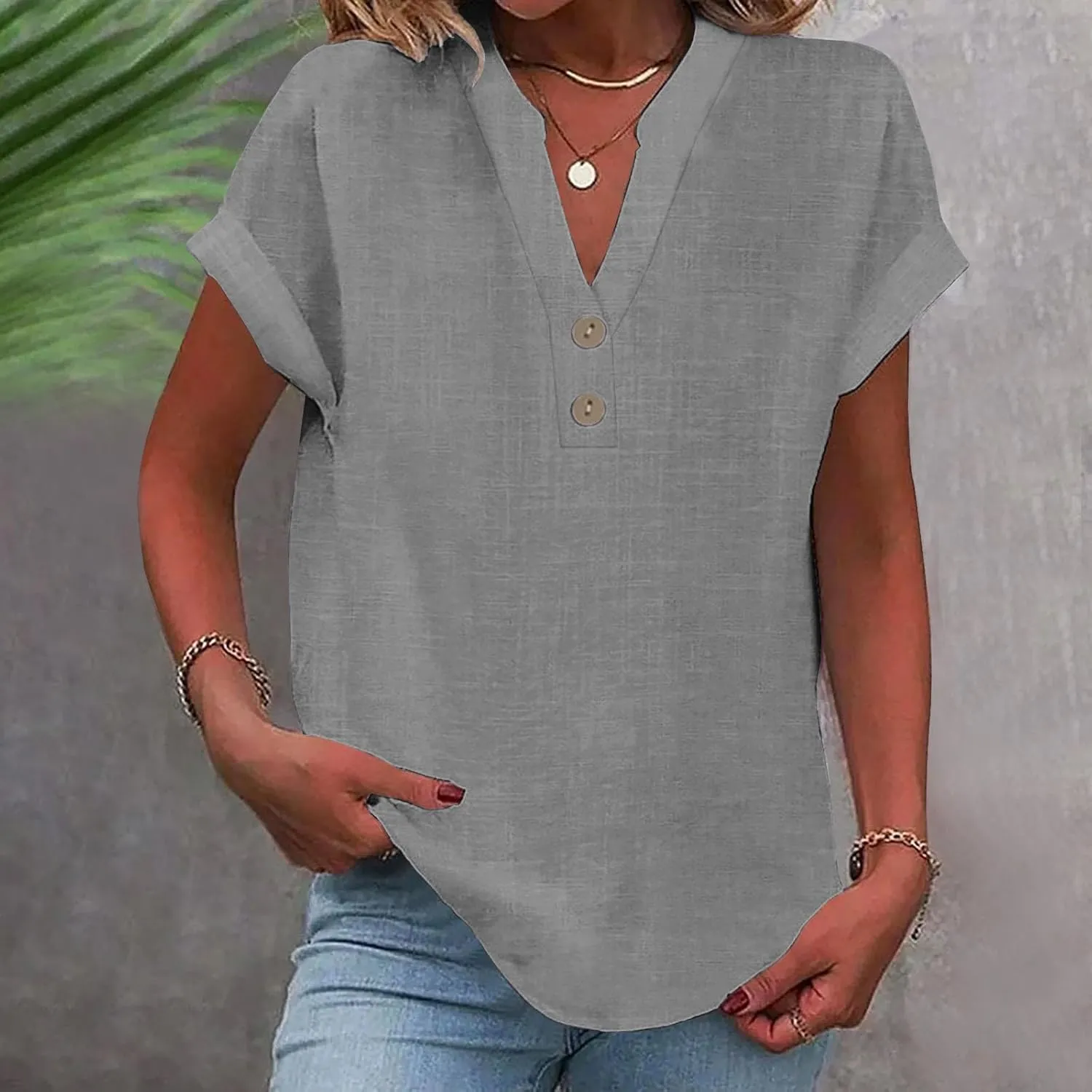 T Shirts for Women Fashion Sexy V Neck Tops Trendy Casual Short Sleeve Solid Tees Ladies Summer Loose Comfy Blouses