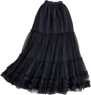 Tiered Maxi Tulle Skirt for Women Floor-Length A-Line Skirts Female Long Skirts