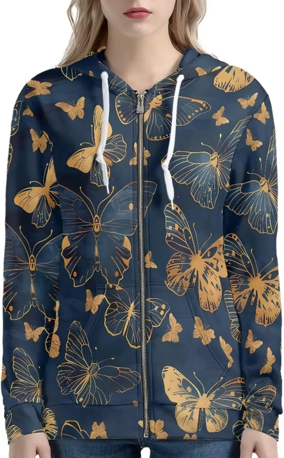 TOADDITDO Women's Zip Up Hoodies Long Sleeve Oversized Drawstring Hooded Sweatshirt with Pockets Fall Winter Outfits