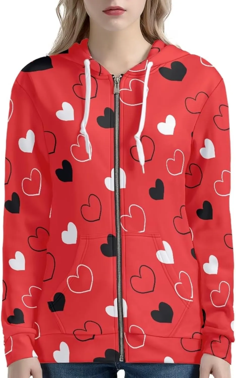 TOADDITDO Women's Zip Up Hoodies Long Sleeve Oversized Drawstring Hooded Sweatshirt with Pockets Fall Winter Outfits
