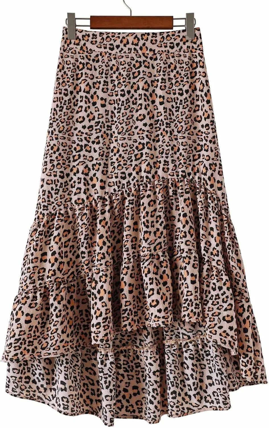 tuduoms Women's Boho Maxi Skirt with Tiered Ruffle Hem - Summer Cute High Waist Floral Print Swing Skirts Flowy Beach Skirt