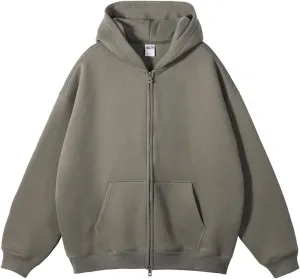 VFIVE UNFOUR Solid Color Zip Up Hoodies Men Winter Cotton Hooded Jacket Fashion Outwear Coat
