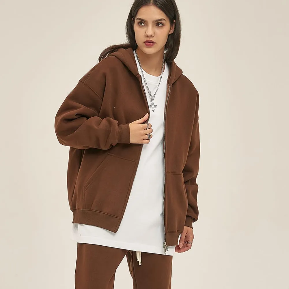 VFIVE UNFOUR Solid Color Zip Up Hoodies Men Winter Cotton Hooded Jacket Fashion Outwear Coat