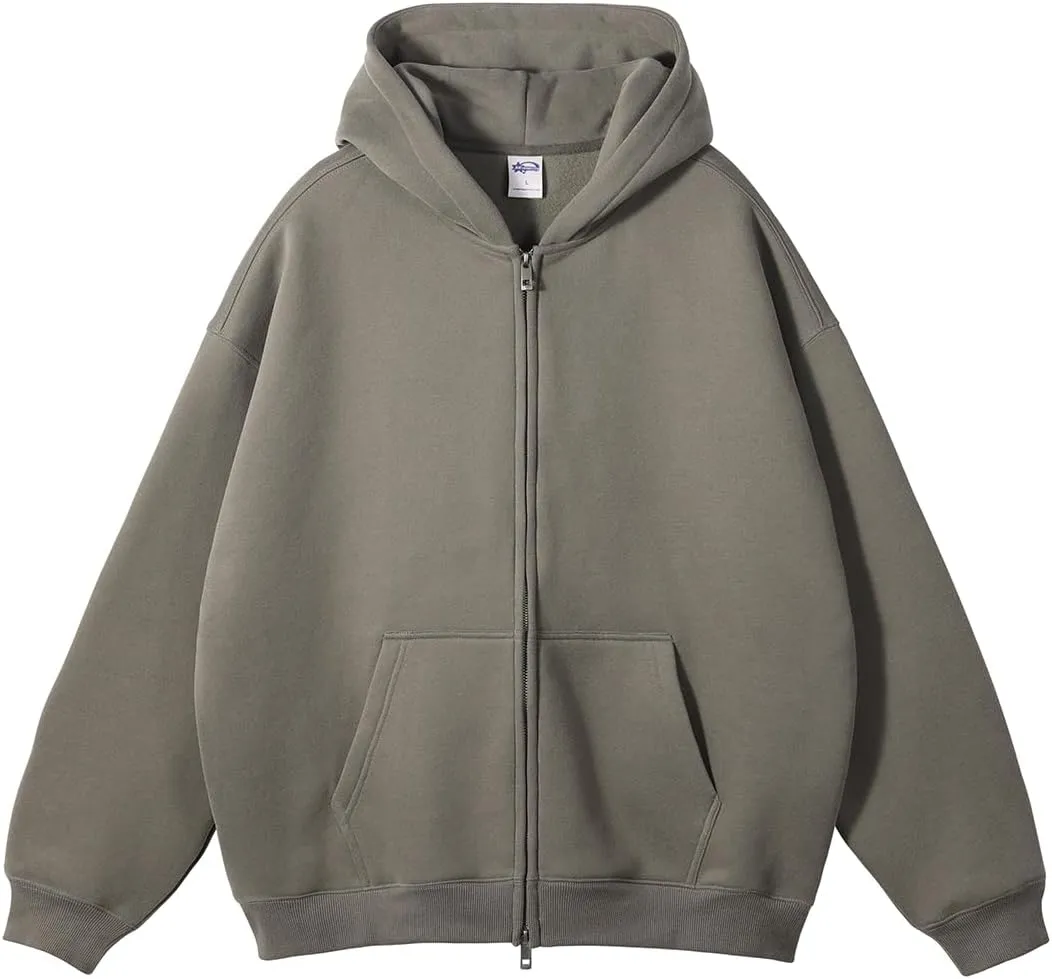 VFIVE UNFOUR Solid Color Zip Up Hoodies Men Winter Cotton Hooded Jacket Fashion Outwear Coat