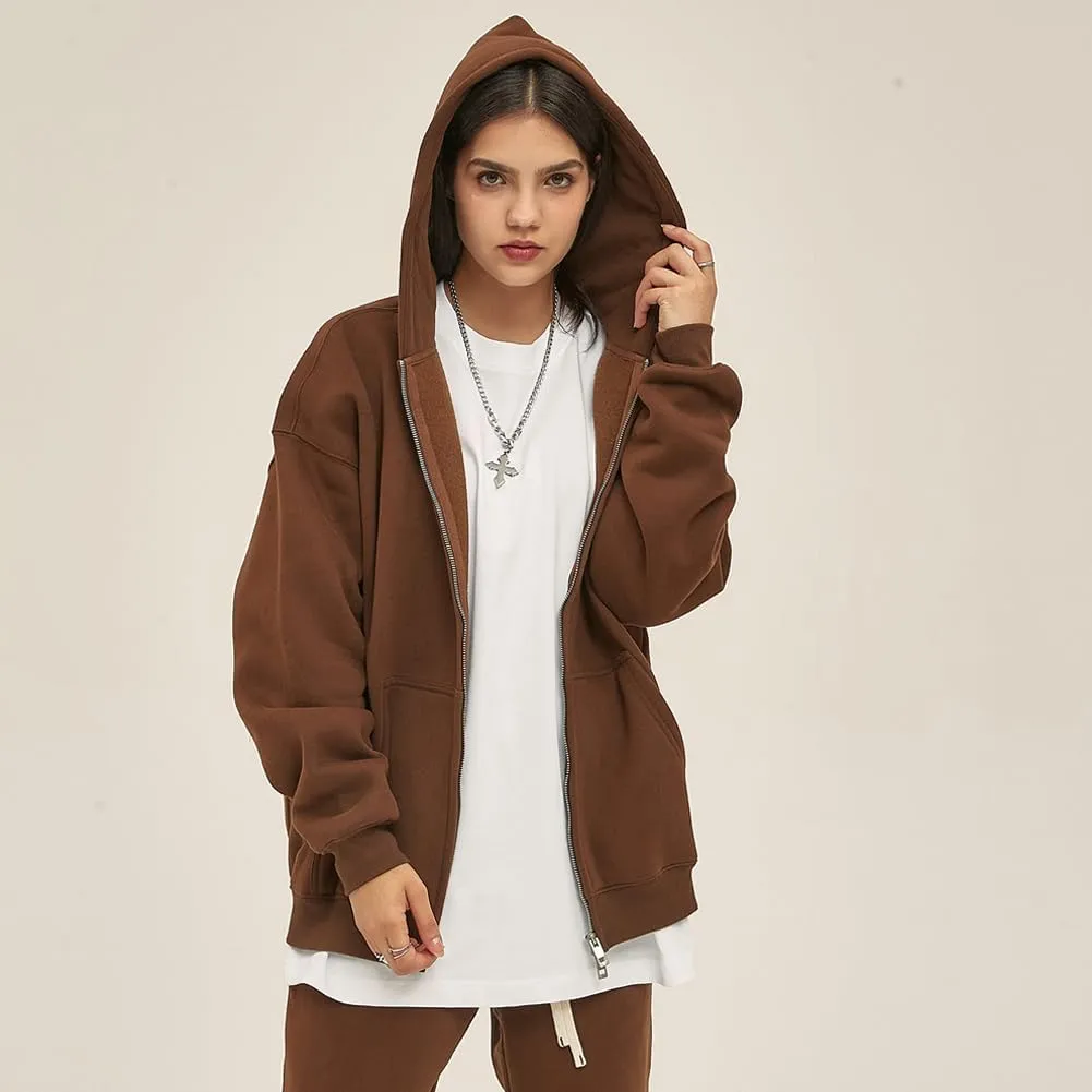 VFIVE UNFOUR Solid Color Zip Up Hoodies Men Winter Cotton Hooded Jacket Fashion Outwear Coat