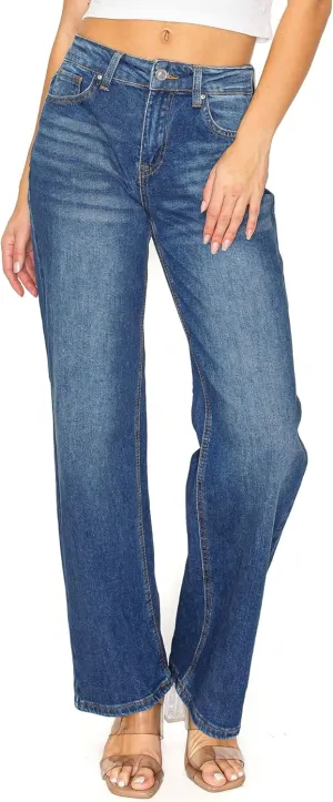 WAX JEAN Womens Juniors Loose Fit Wide Leg Jeans